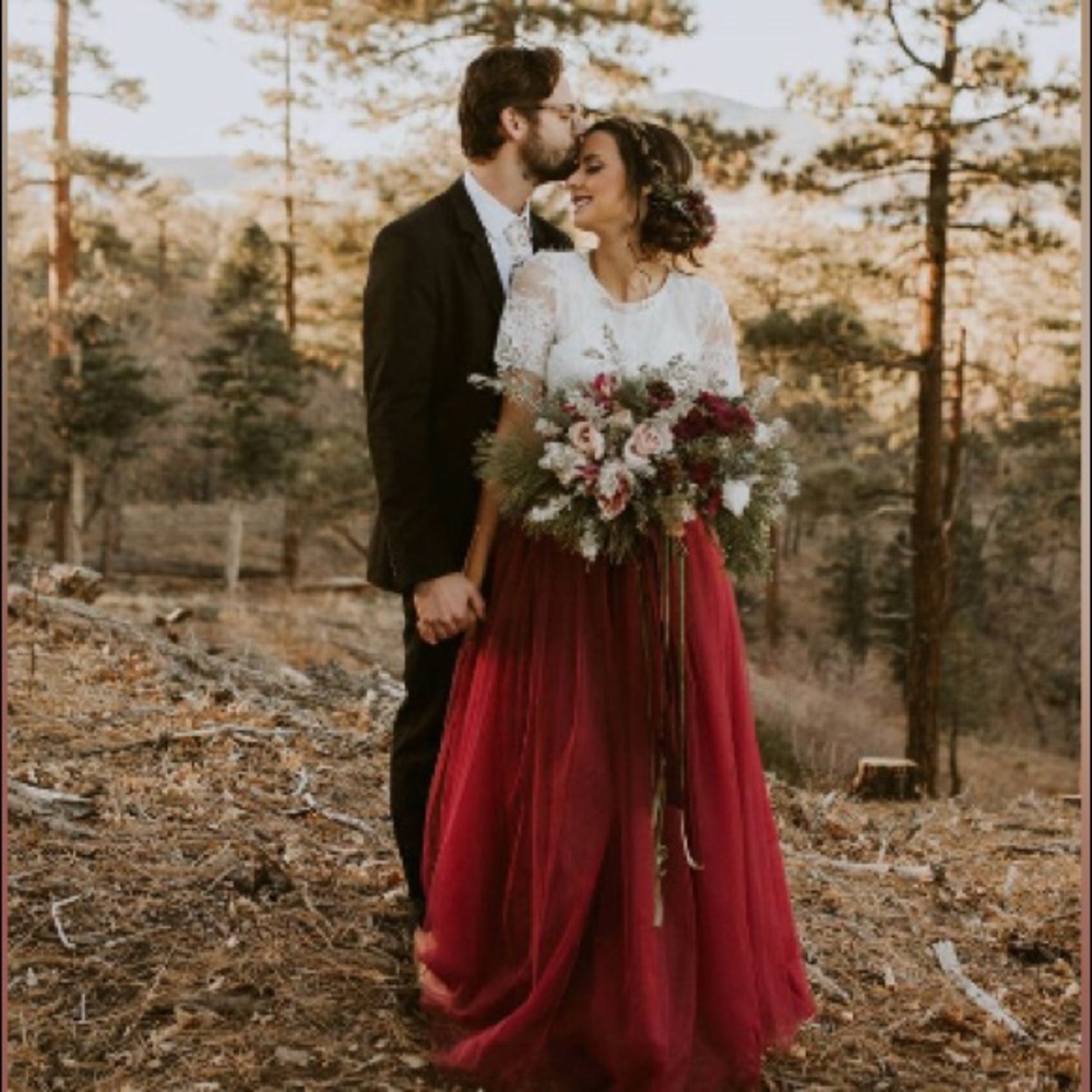 Burgundy Tulle Maxi Skirt